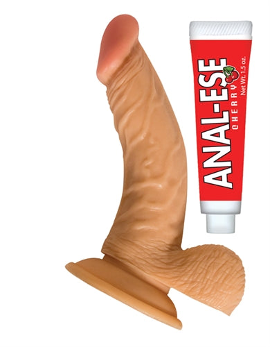 All American Whoppers 6.5-Inch Curved Dong With Balls Lube -Flesh NW2448