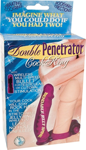Double Penetrator Cock Ring - Purple NW1914-2