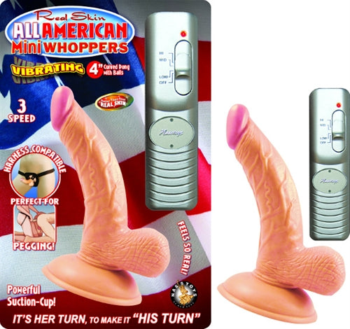 All American Mini Whoppers  Vbrating 4-Inch Curved Dong W/balls-Flesh NW2391-1
