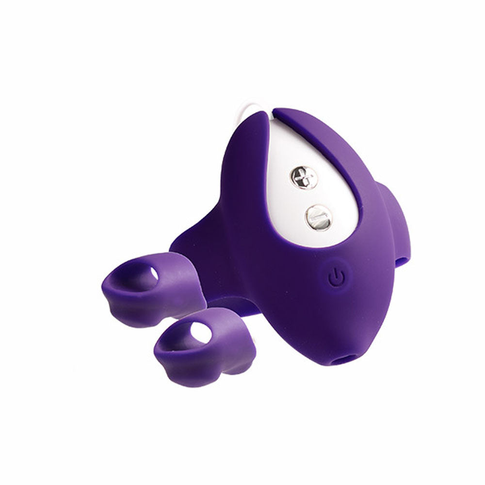 Kimi Rechargeable Dual Finger Vibe With Remote Control - Deep Purple VI-F0613