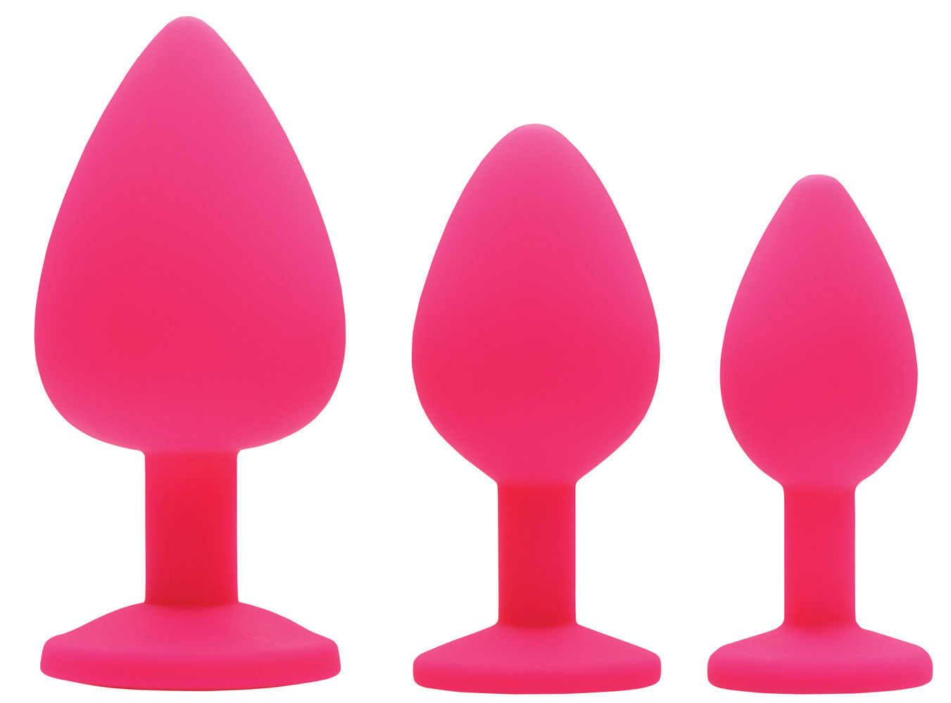 Pink Pleasure 3 Piece Silicone Anal Plugs With Gems FR-AE902-PINK