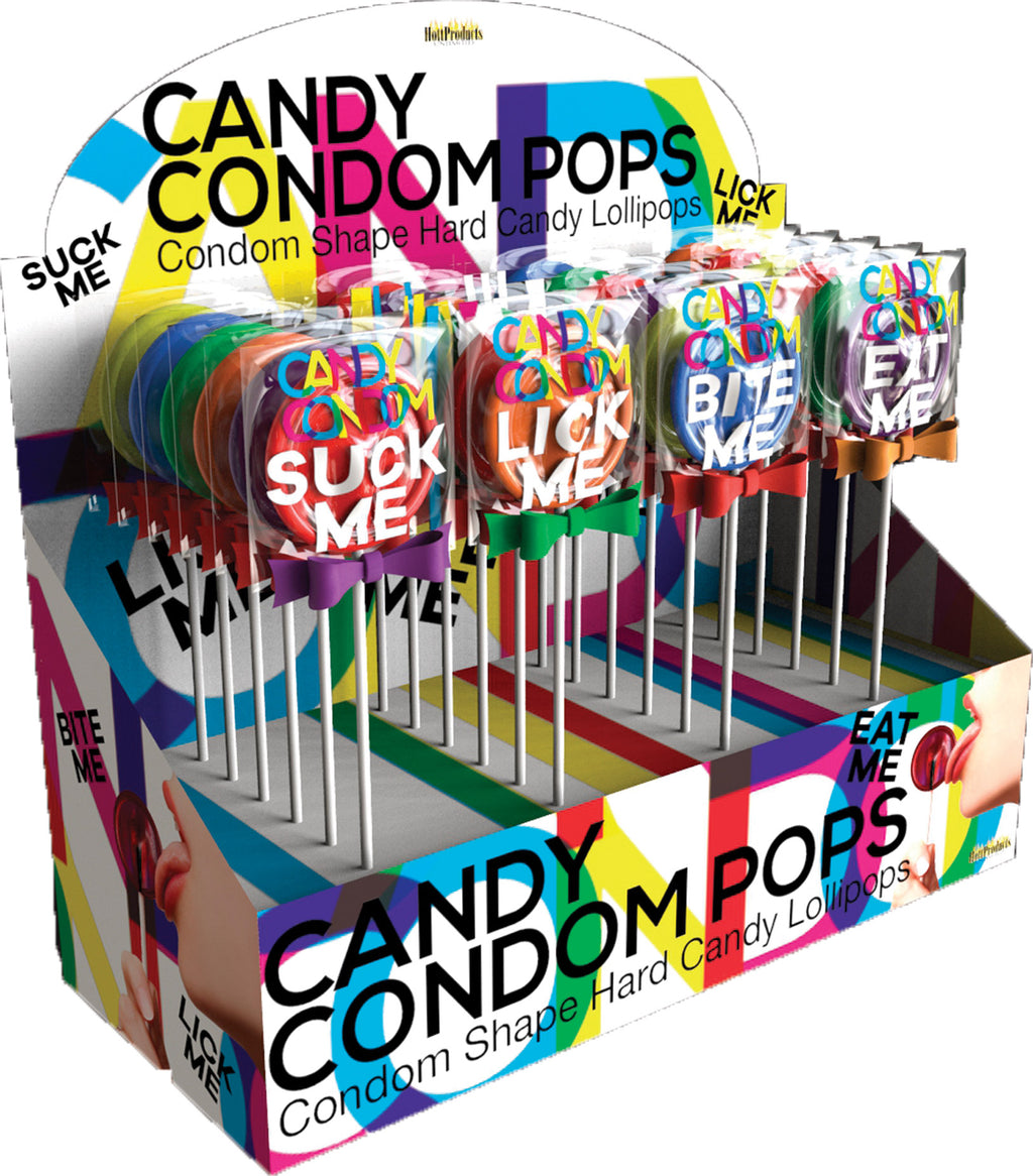 Candy Condom Pops - 24 Piece Display - Assorted  Flavors HTP3219-D