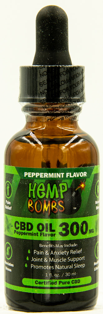 Hemp Bombs Oil 300mg Peppermint 1 Fl. Oz. HB-OILPEP300E