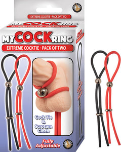 My Cockring Extreme Cocktie-Pack of Two - Black/ Red NW2867